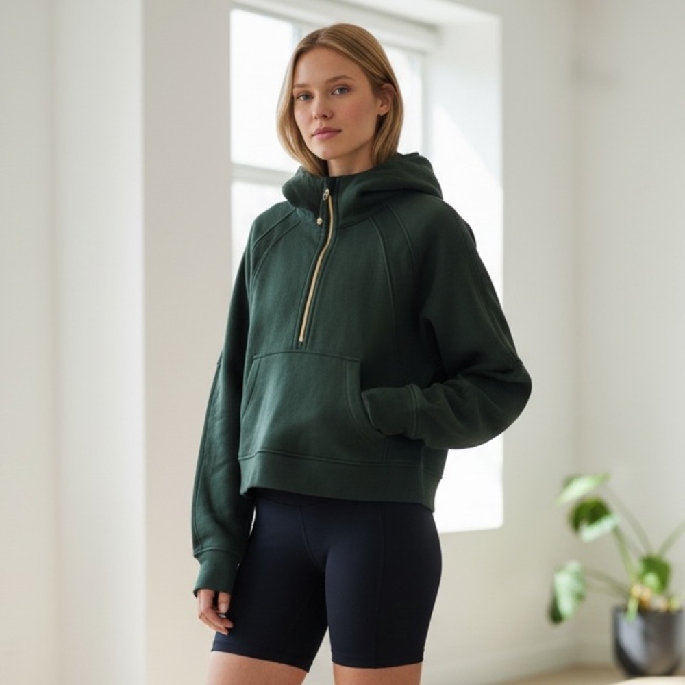 Lululemon Rare Dark Green Scuba Half Zip Oversized Hoodie